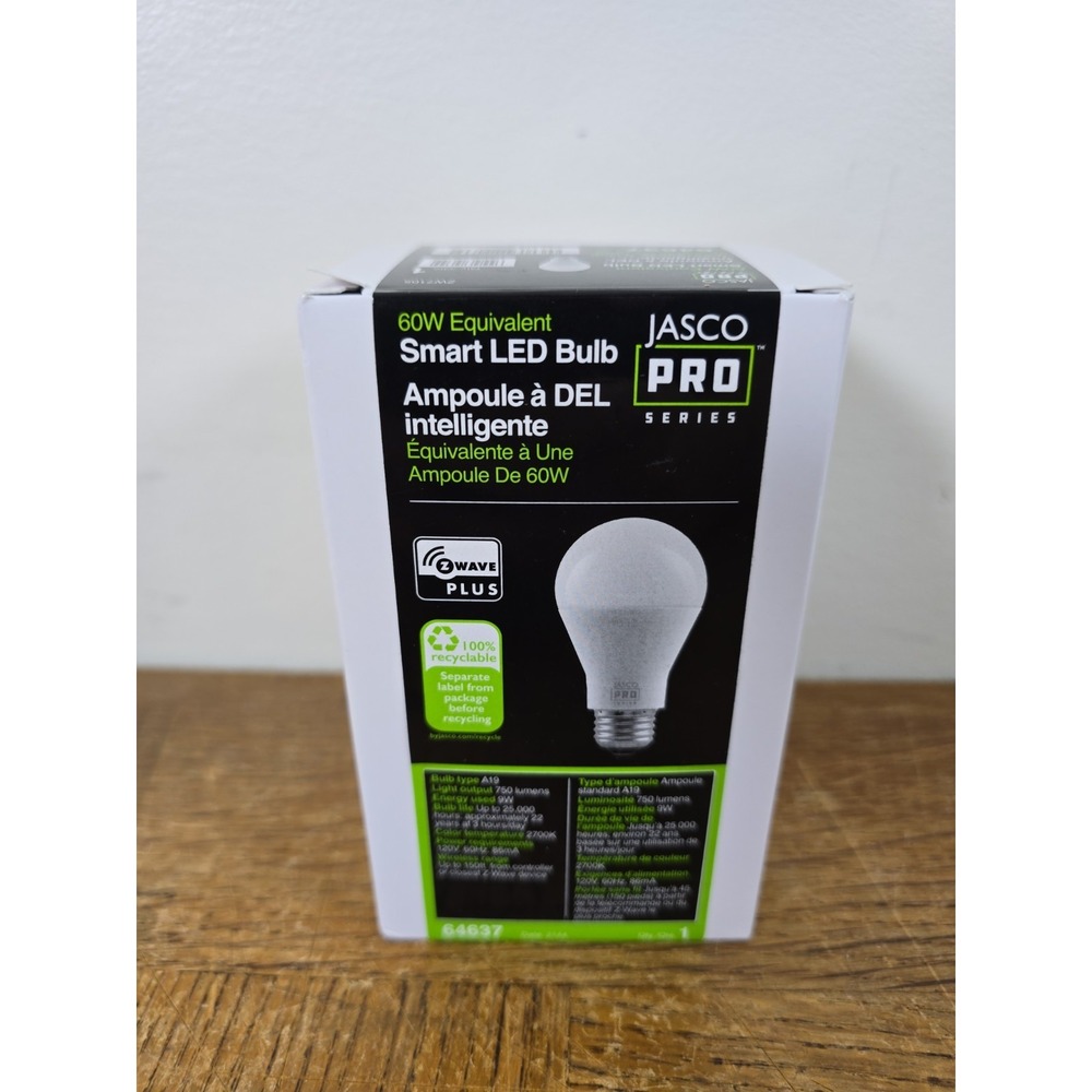 Jasco Pro Series Smart LED Dimmable A-19 Bulb 750 Lumens Z-Wave 60W Equivalent